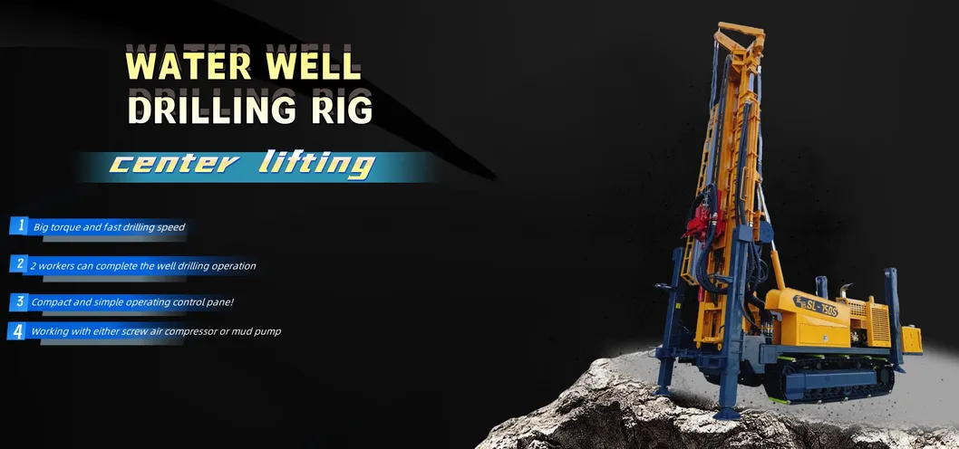 Full ไฮดรอลิก High Power 750m Depth SL750s Center Lifting Water Well การเจาะ Rigs แคร่เลื่อน Type Factory Price
